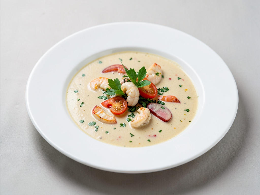 Soupe thaïe crémeuse aux fruits de mer