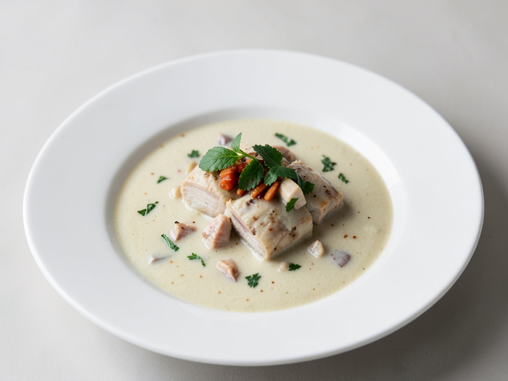 Zuppa cremosa di pollo e cocco