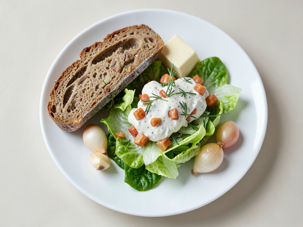 Insalata di iceberg con burrata e condimento ai capperi