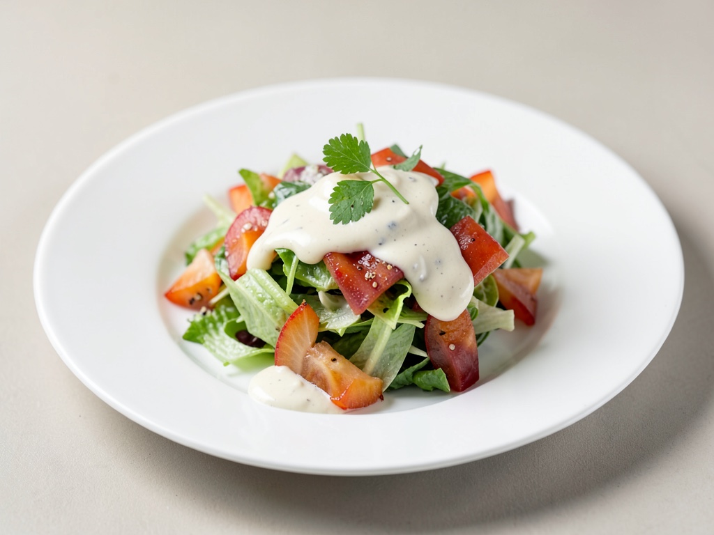 Salade iceberg fruitée avec sauce crémeuse au yaourt
