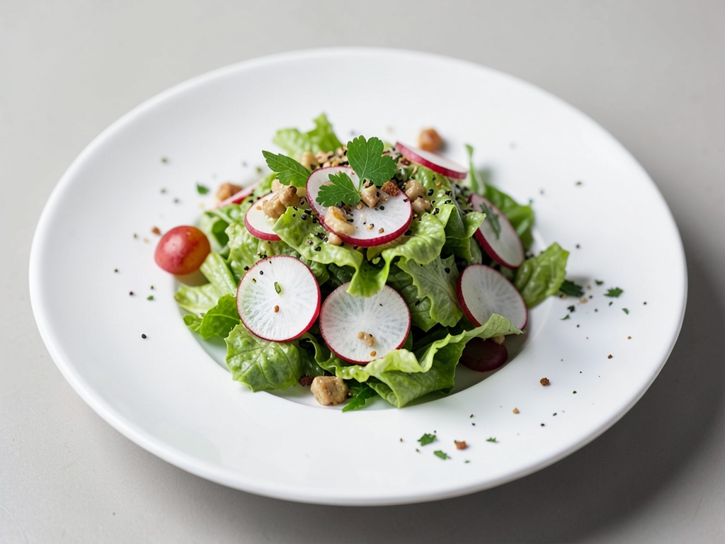 Insalata fresca di lattuga cappuccio con ravanelli