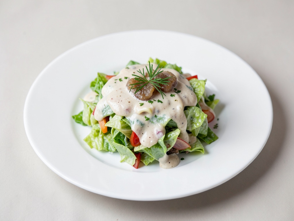 Laitue crémeuse avec vinaigrette aux anchois