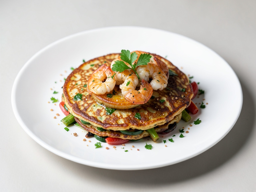 Crujientes tortitas coreanas de verduras con gambas
