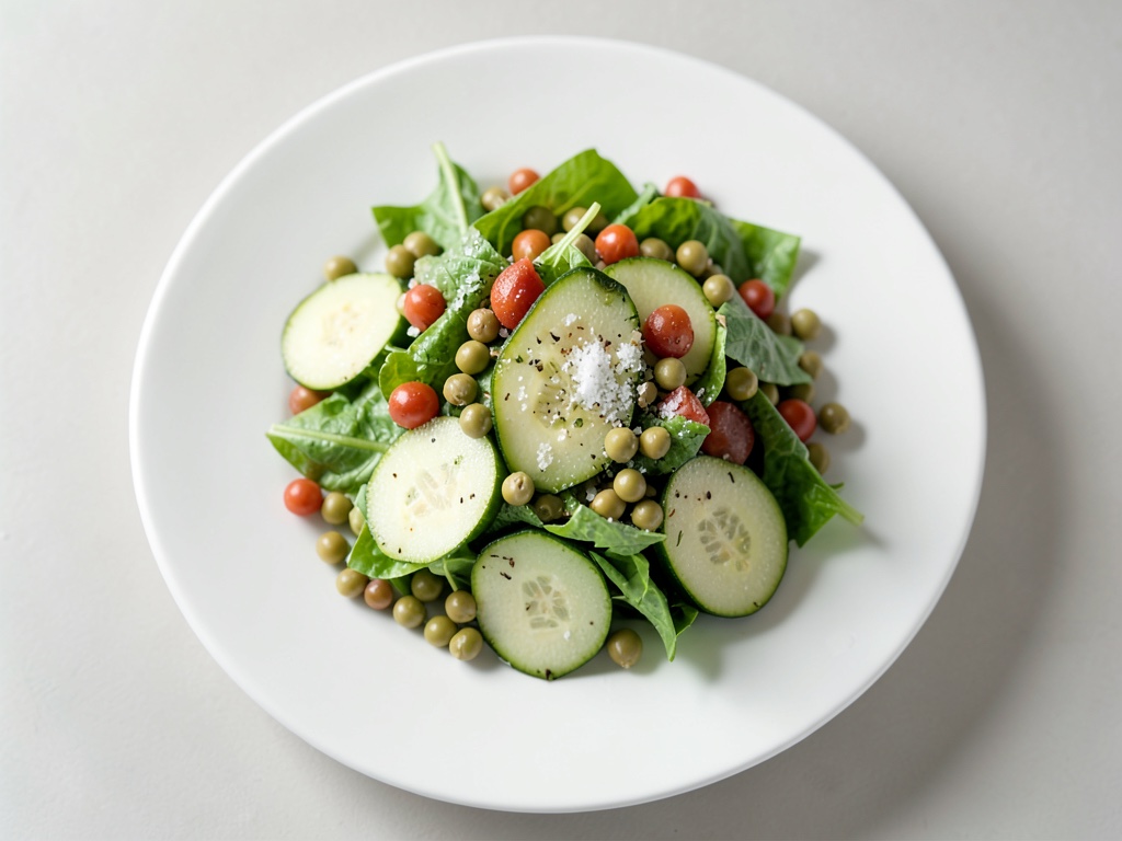Insalata croccante con piselli dolci, melone e coriandolo