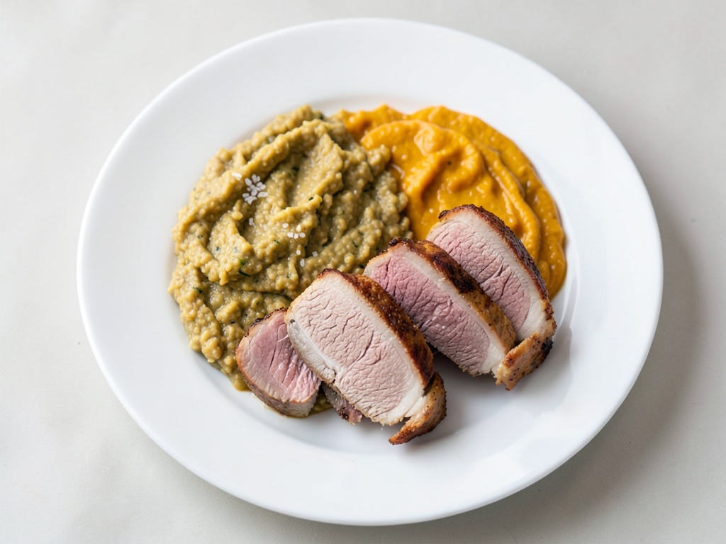 Cotoletta di maiale con purè cremoso di zucca e patate