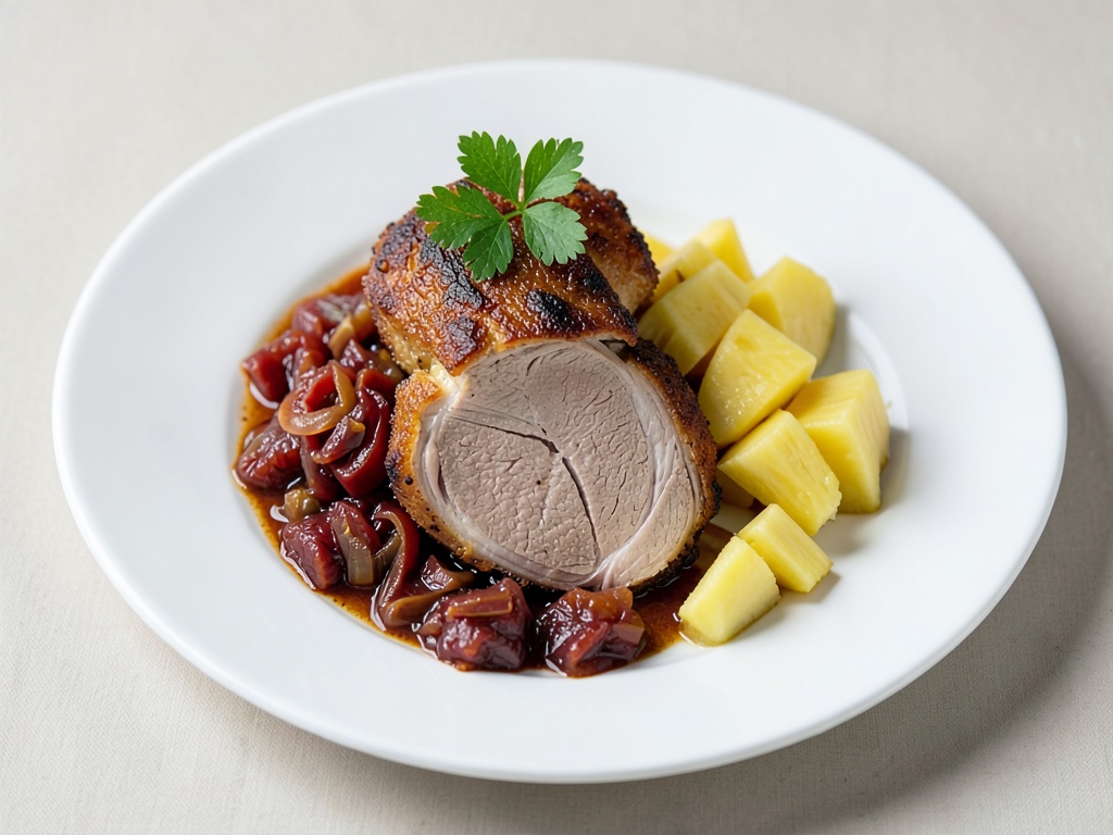 Cotoletta croccante con crauti succosi e ananas
