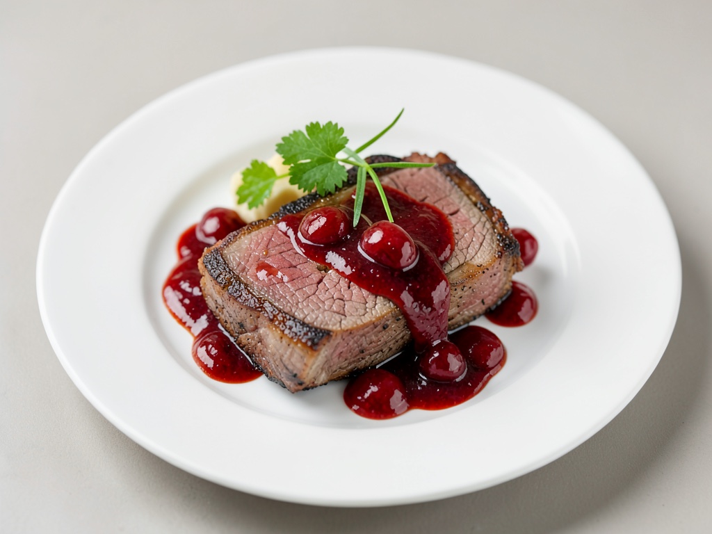 Côtelettes de cerf à la sauce aigre-douce aux cerises