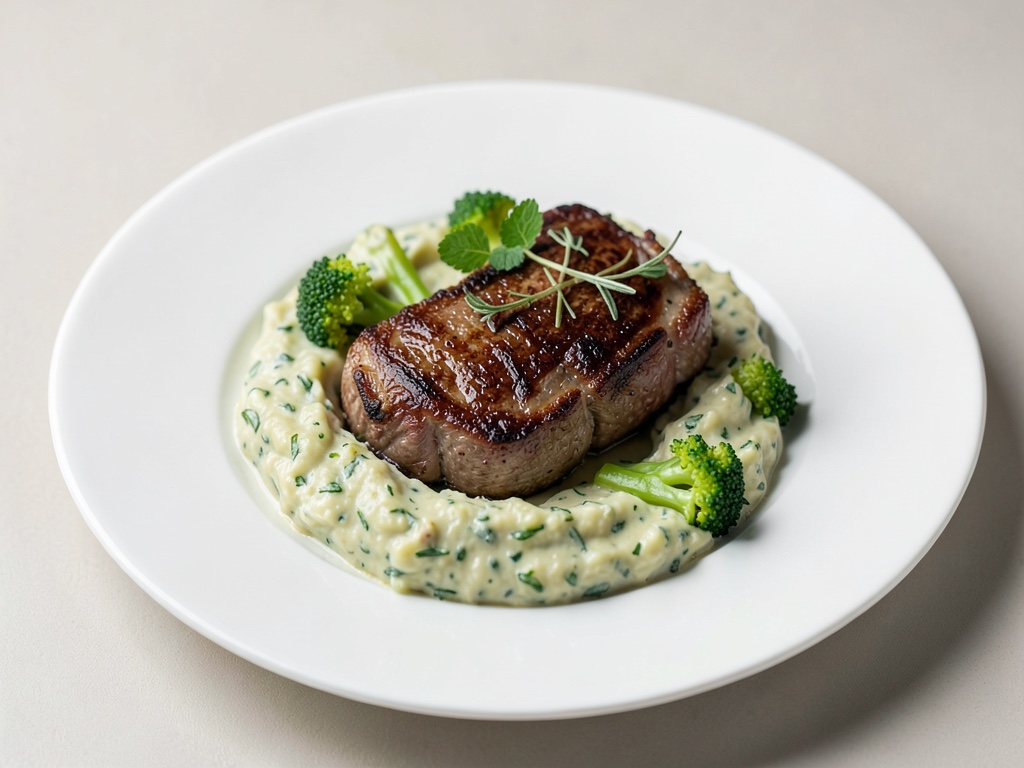 Cotolette d'agnello con purè di broccoli cremoso