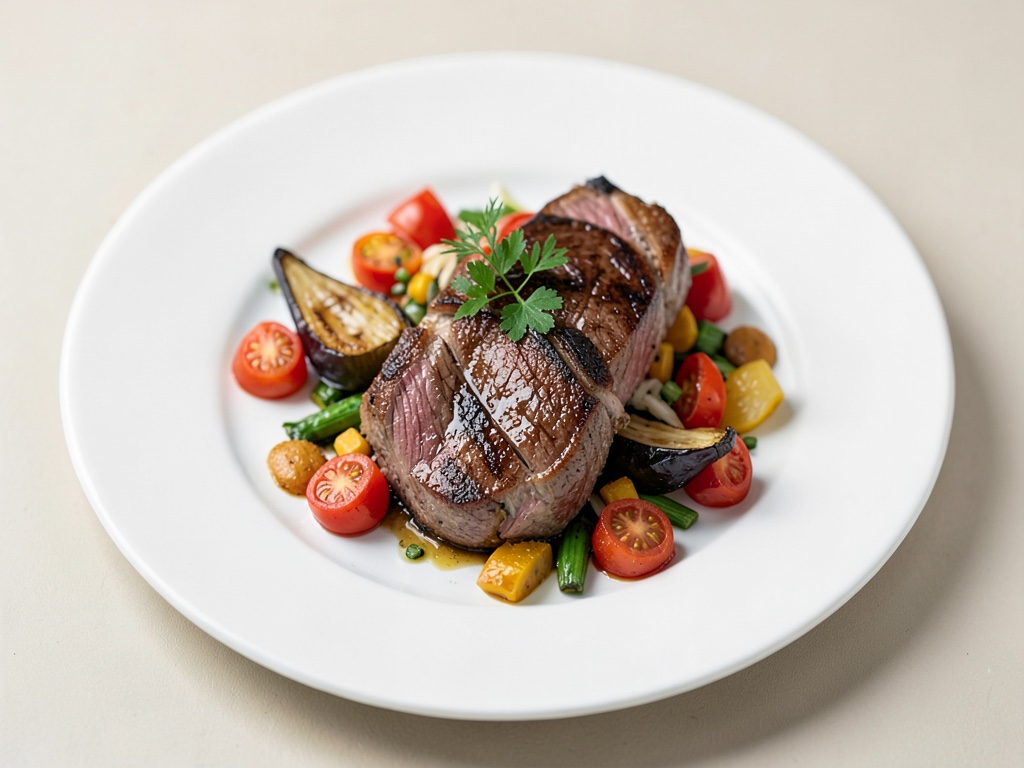 Cotolette di agnello con stufato di melanzane e pomodori