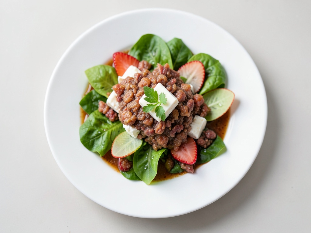 Insalata di granchio fruttata con dip di formaggio di pecora