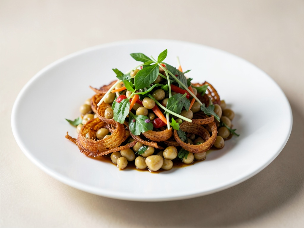 Scalogni croccanti con insalata di fagioli e erbe