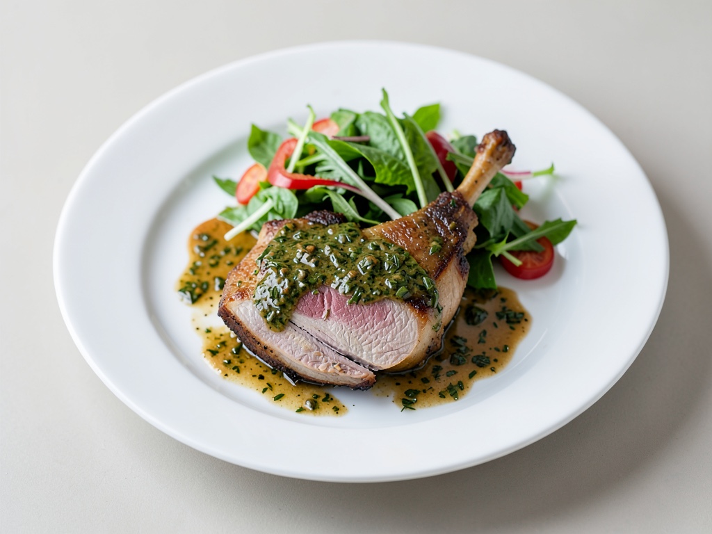 Marinierte Lammkeule mit Kräutermarinade und frischem Salat