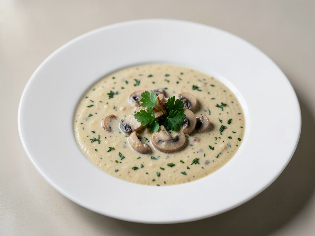 Cremige Pilz-Suppe mit frischen Kräutern