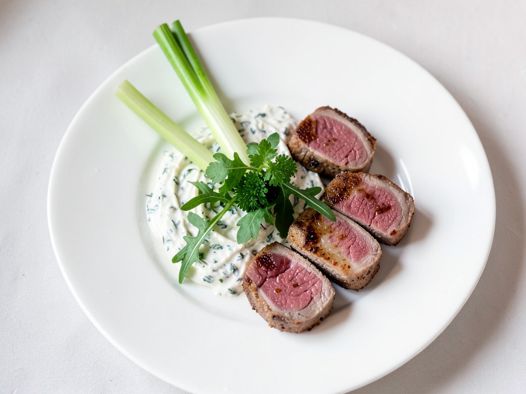 Cotoletta con salsa alla panna e erbe fresche