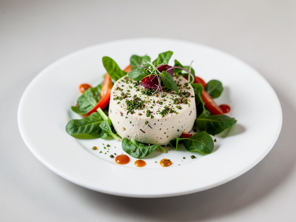 Mousse fresca alle erbe su insalata di lattuga