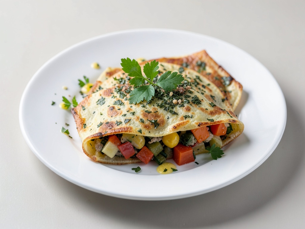 Gebackene Kräuter-Crepes mit Gemüsefüllung