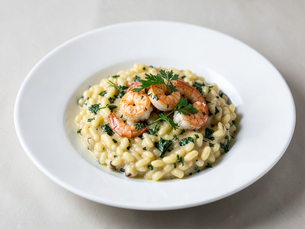 Risotto alle erbe con scampi