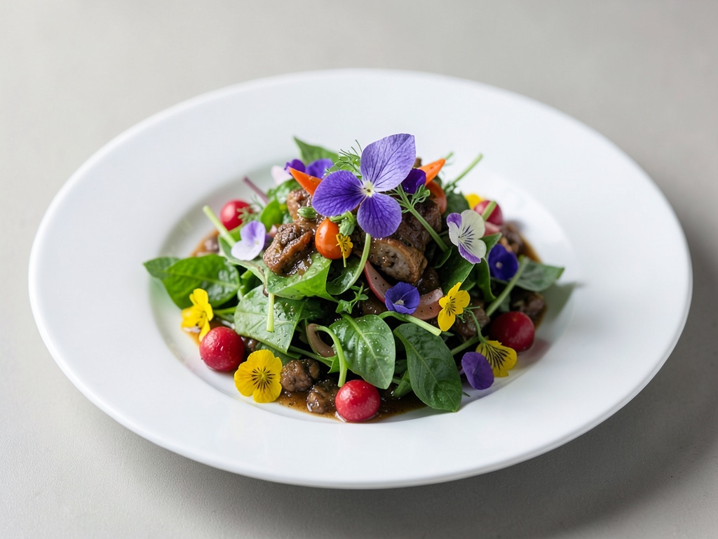 Insalata fresca di erbe con fiori commestibili
