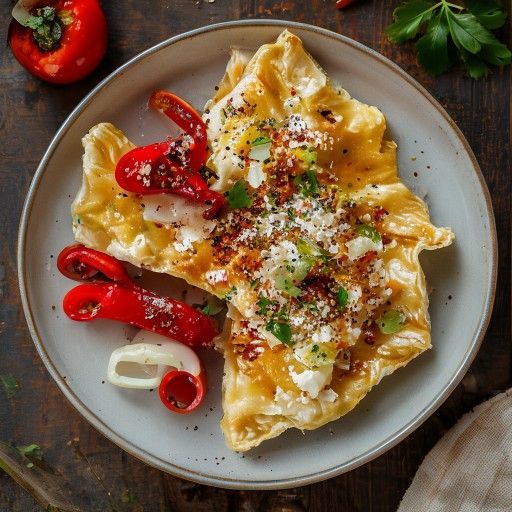 Strudel di cavolo croccante con salsa di peperoni