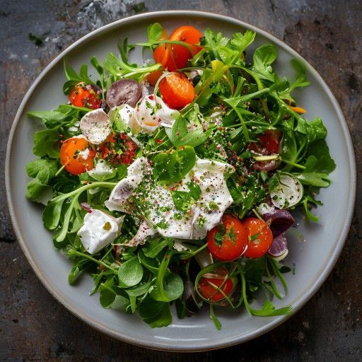 Ensalada fresca de berro con terrina fría de queso de cabra