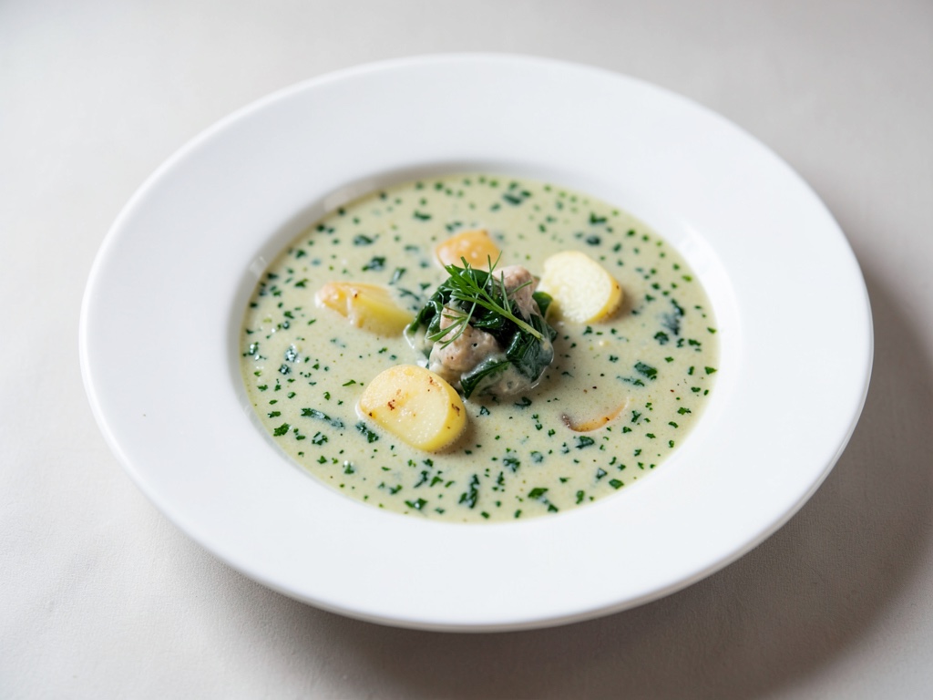 Sopa cremosa de berro con patatas