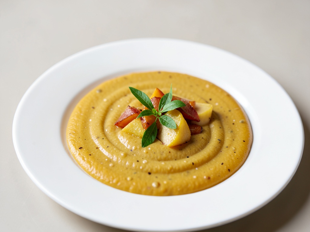 Sopa cremosa de calabaza y manzana con un toque de jengibre