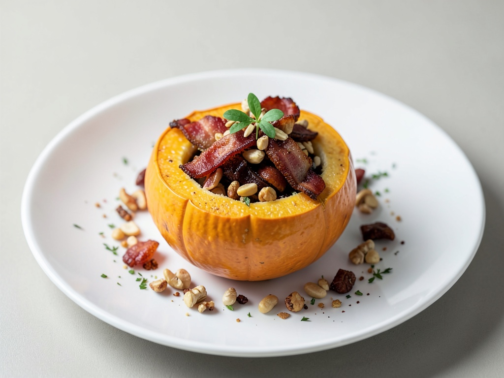 Zucca cava con ripieno croccante di pancetta e noci