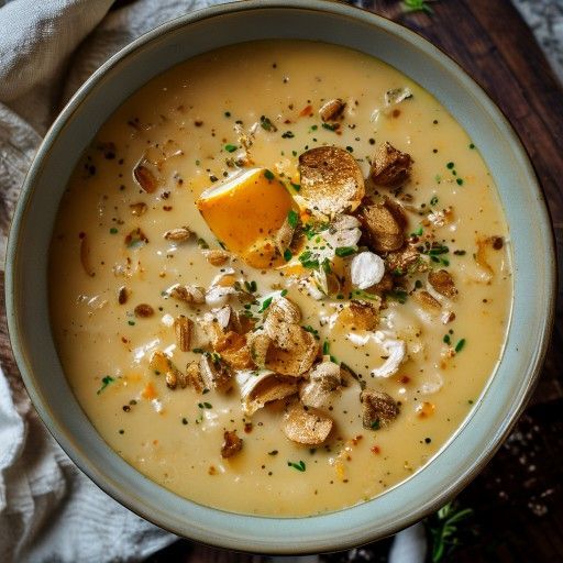 Sopa cremosa de calabaza y patata con semillas tostadas