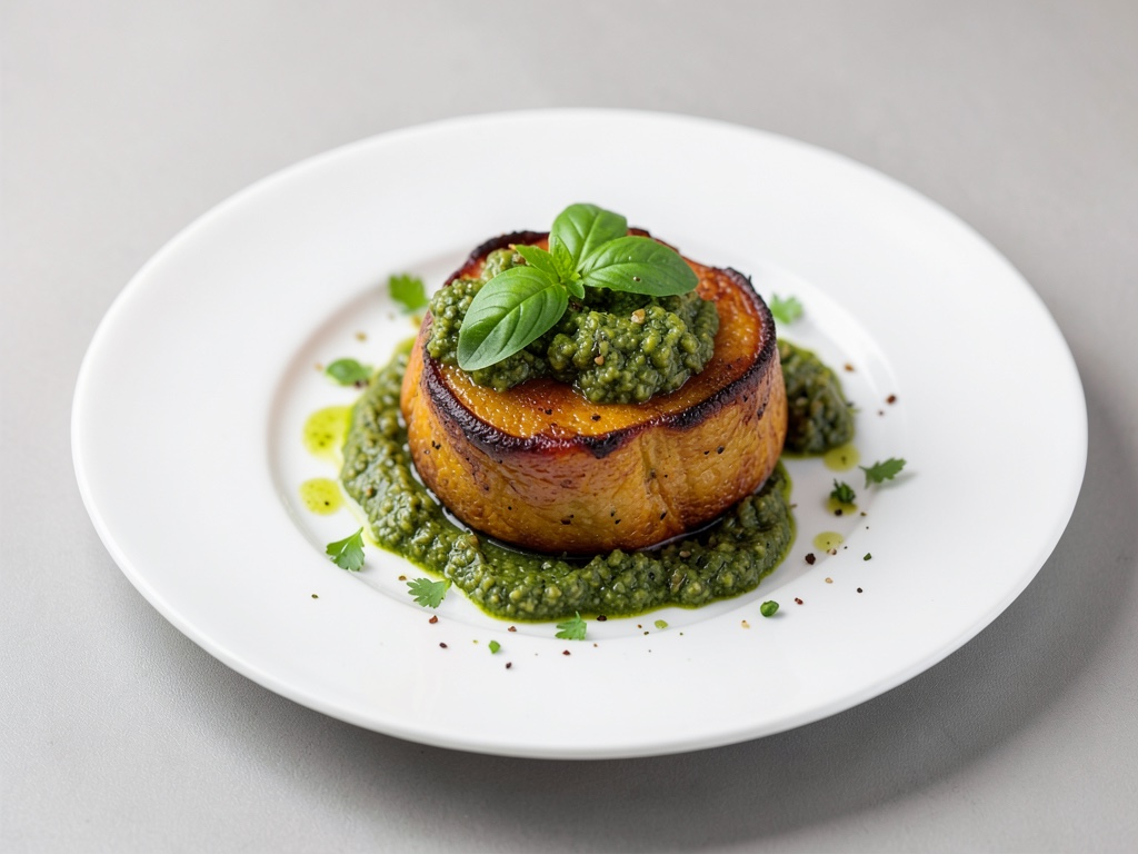 Zucca al forno con pesto fresco al basilico