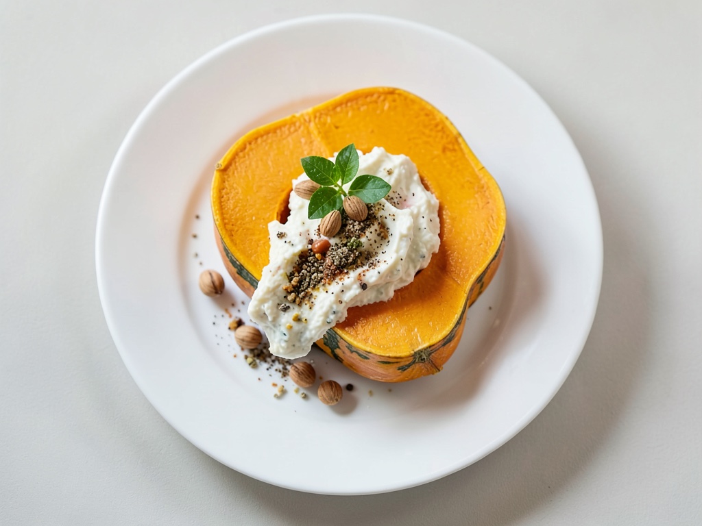 Zucca al forno con dip di formaggio fresco
