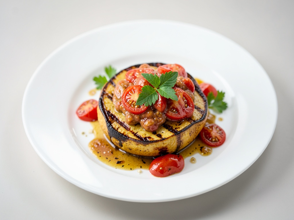 Zucca alla griglia con condimento fresco al pomodoro
