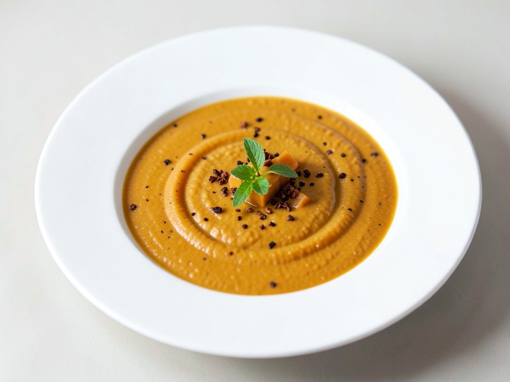 Sopa cremosa de calabaza y naranja