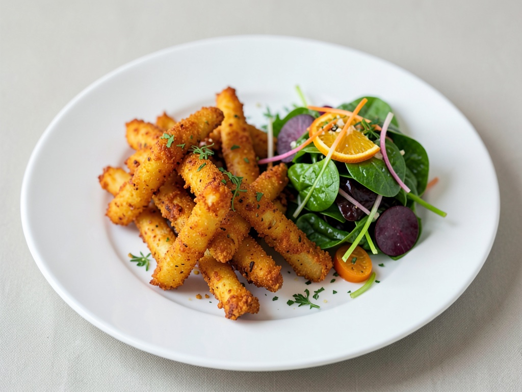 Stick di zucca croccanti con spinaci freschi all'arancia