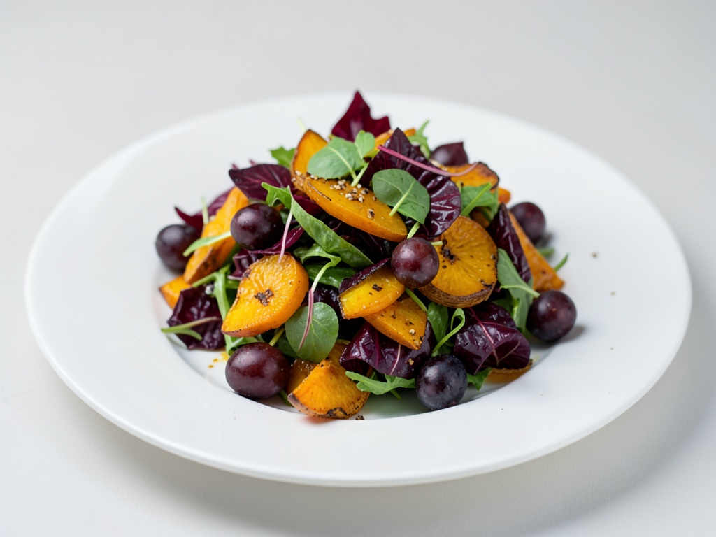 Salade de potiron rôti au radicchio et aux raisins