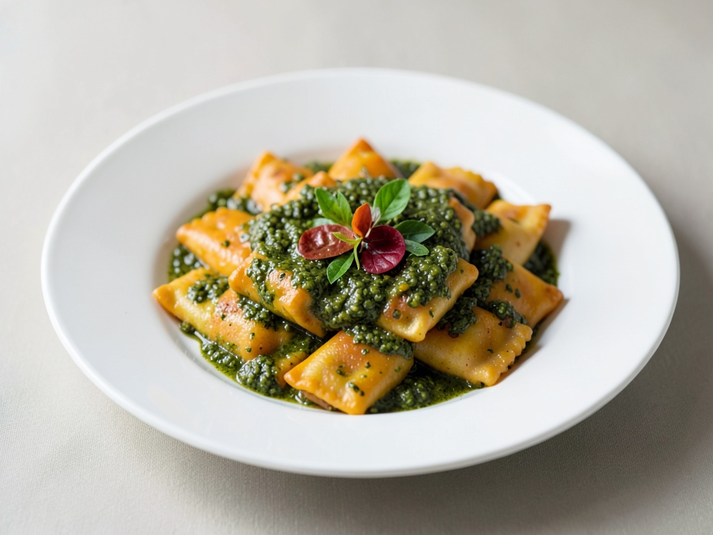 Ravioli di zucca al pesto