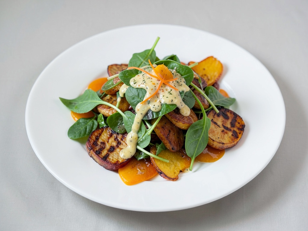 Zucca al forno con spinaci freschi e condimento agli agrumi