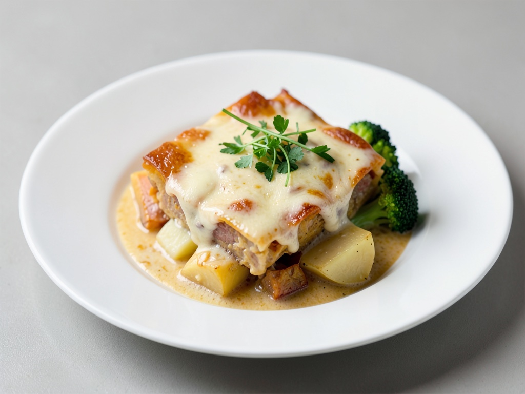 Cremosa gratin di zucca Hokkaido con patate e broccoli
