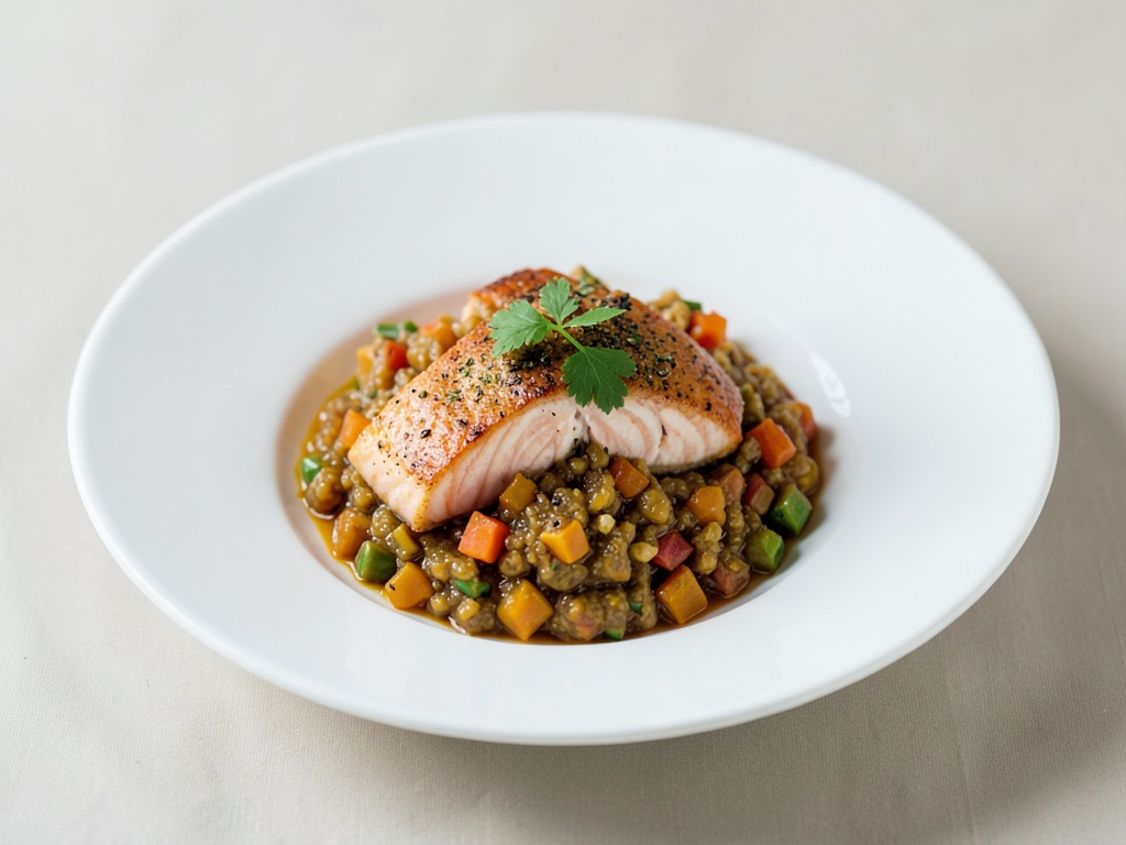 Chutney di zucca salato con salmone poché tenero