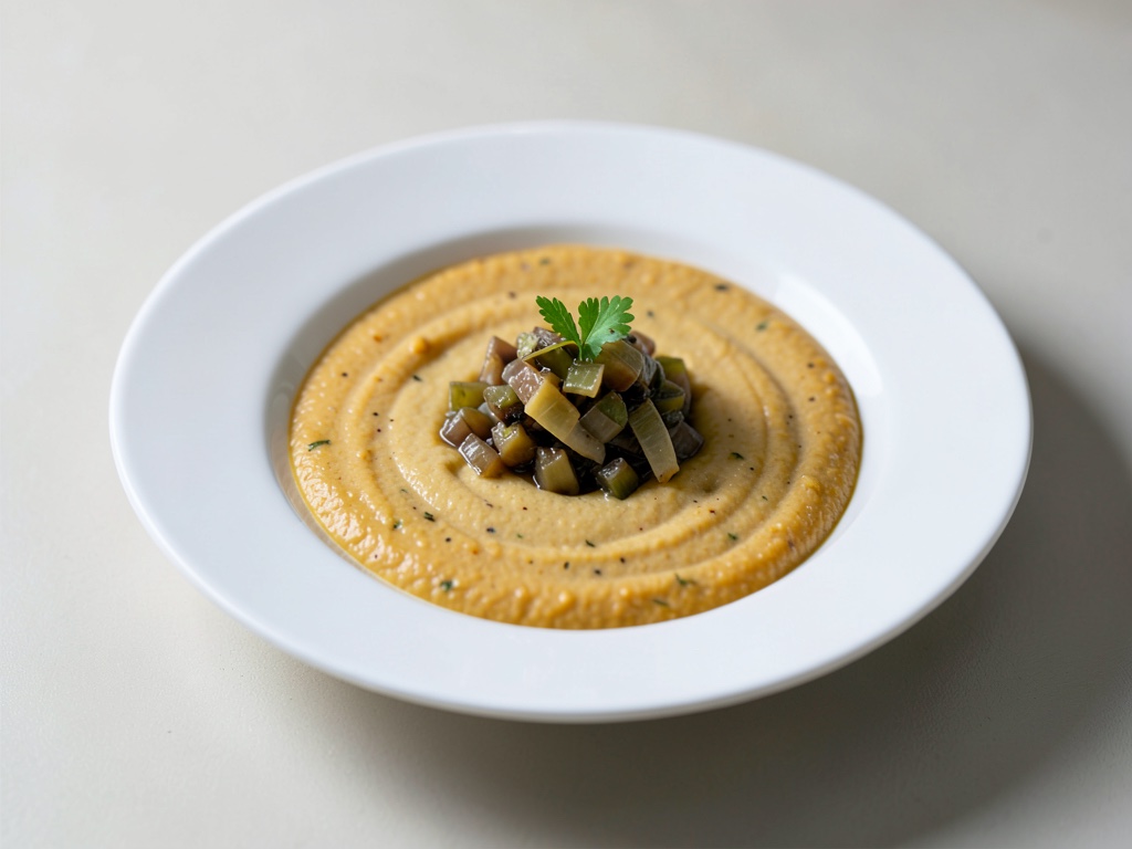 Zuppa cremosa di zucca con chutney di mela e porro