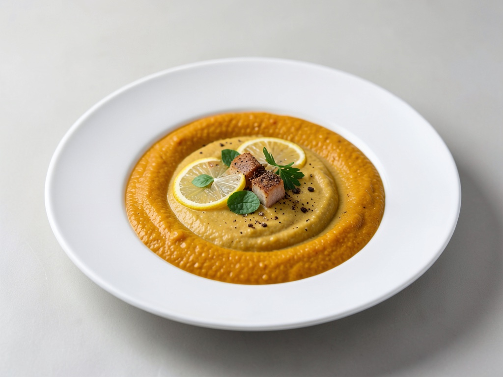 Zuppa cremosa di zucca con note di limone e noce moscata