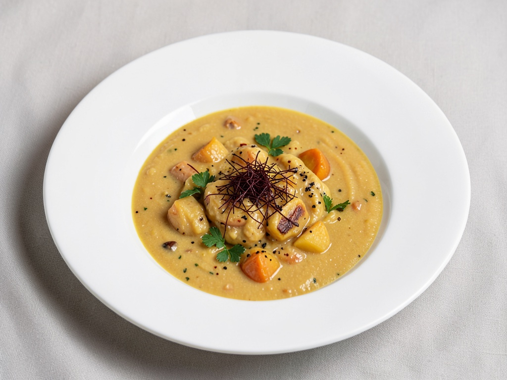 Zuppa cremosa di zucca e patate con zafferano