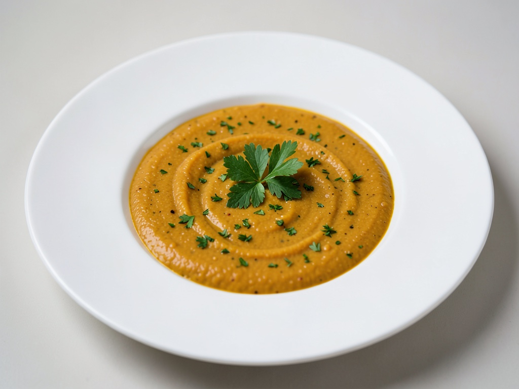Zuppa cremosa di zucca con prezzemolo