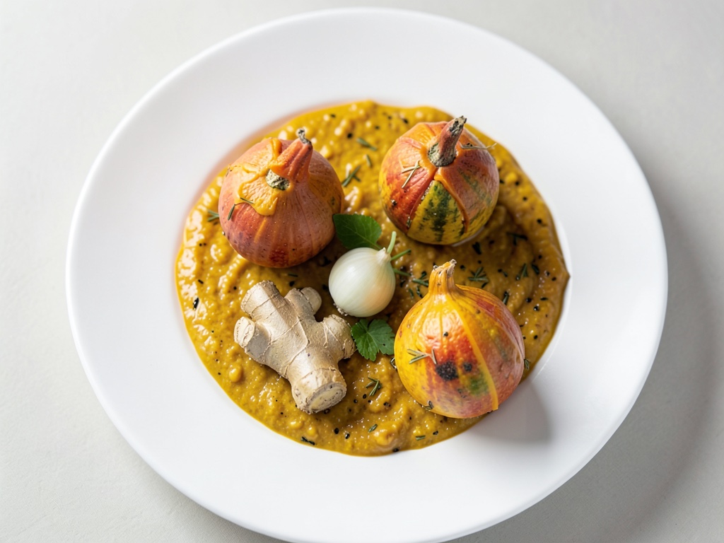 Zucca Hokkaido come ciotola per una zuppa cremosa di zucca