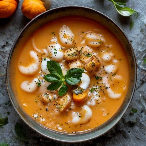 Soupe crémeuse de potiron dans le potiron