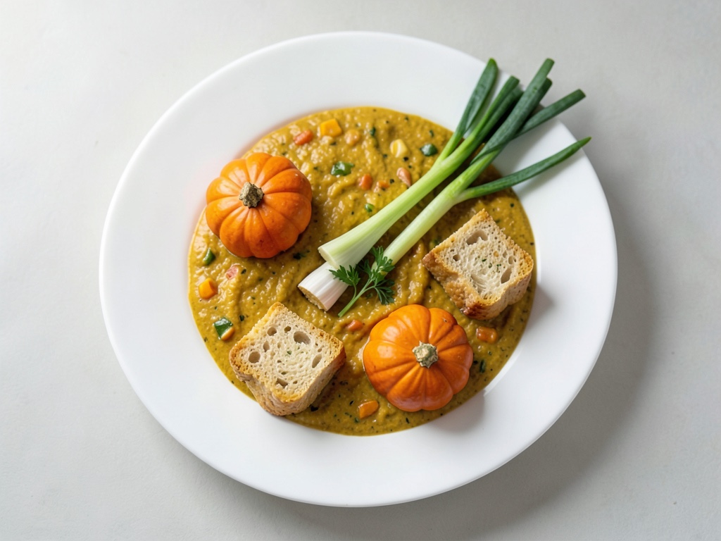 Zuppa cremosa di zucca nella zucca con crostini