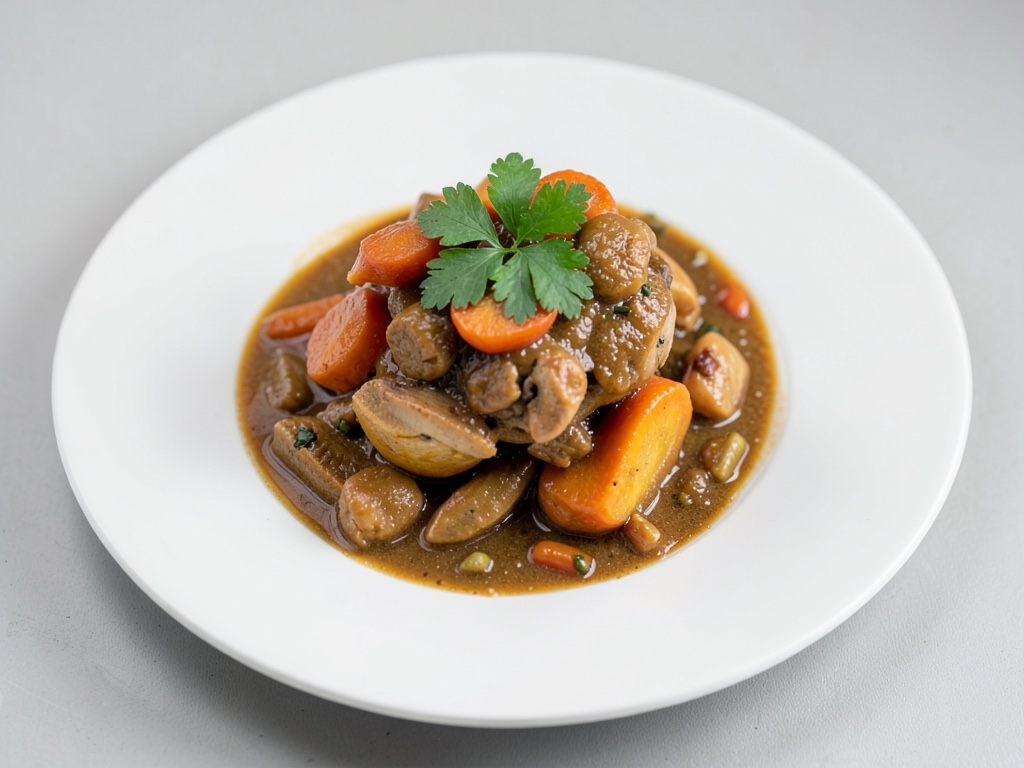 Stufato saporito di zucca e coniglio