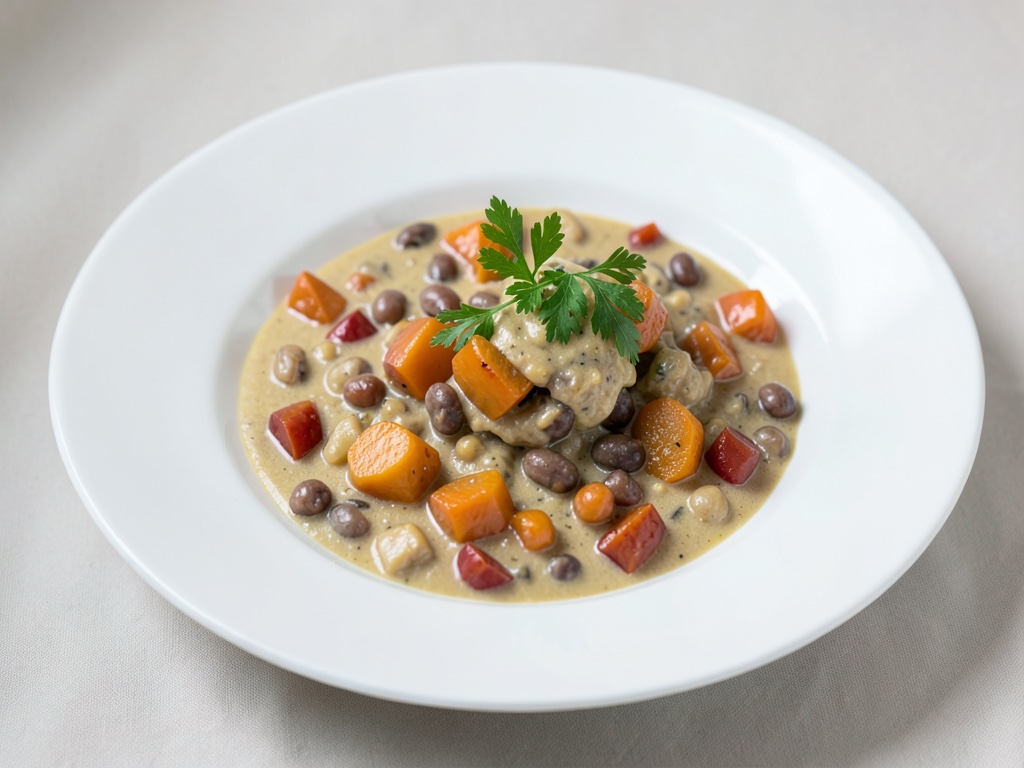 Guiso cremoso de calabaza y judías