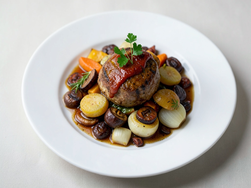 Poêle de citrouille et marrons aux oignons