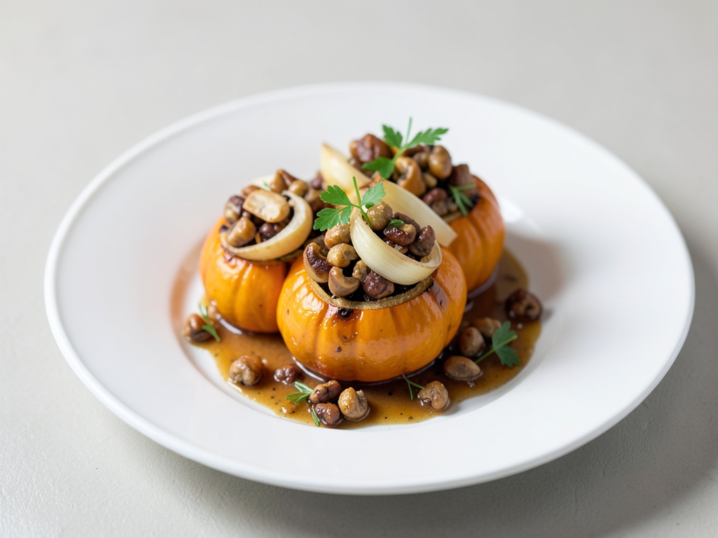 Zuccine mini ripiene con scalogni e castagne