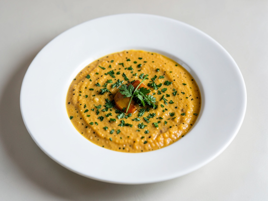 Zuppa cremosa di zucca e coriandolo